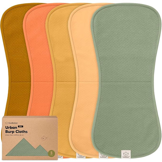 KeaBabies 5-Pack Organic Burp Cloths Baby Girl, Boy - Extra Large, Absorbent Baby Burp Cloths, Soft Burping Cloths for Babies, Newborn Burp Clothes, Cotton Burp Rags, Thick Burp Cloth (Phase/Quin)