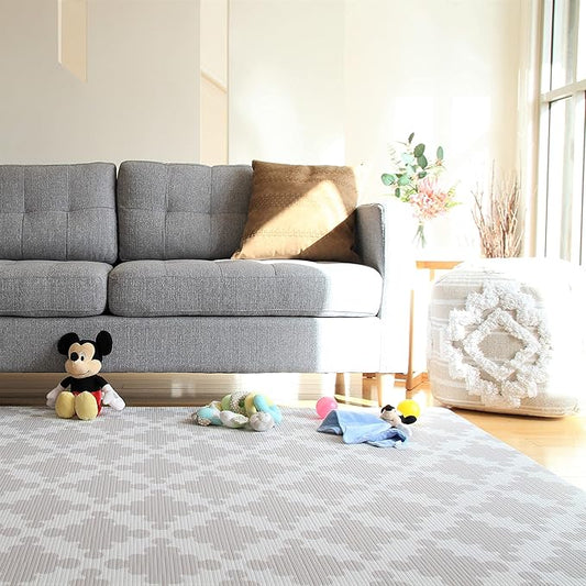 Cushmat Stylish Reversible Foam Play Mat (Large, Luxe Dark - Gray Star) - Soft, Waterproof, Durable Play mat for Infants, Babies, Toddler, Kids & Grownup - 6.5ft x 4.5ft