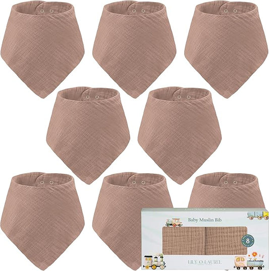 Muslin Baby bibs for drooling and teething, 100% cotton, Bibs for baby girl, Muslin bibs for boys (8 Pack)