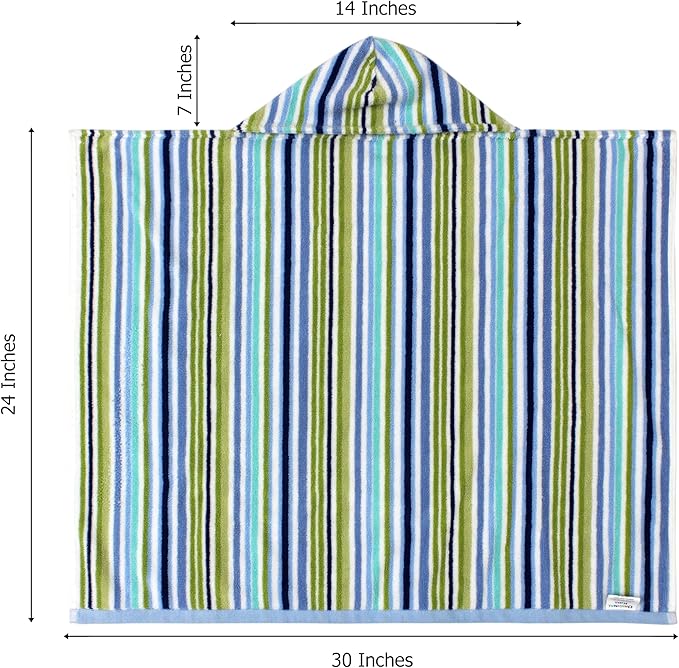 ORIGINAL KIDS Hooded Baby Towel for Newborn - 100% Cotton Large Baby Bath Towels with Hood for Boys, Girls, Infants, Toddler - Extra Absorbent & Soft Newborn Bath Essentials - Large 24x30 - Blue Multi