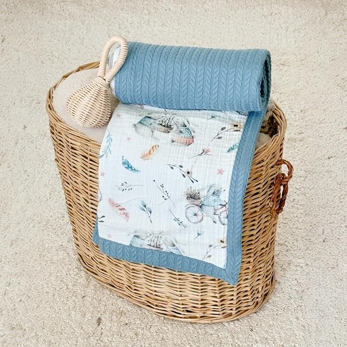 Personalized Baby Blanket with Name – Handmade 100% Organic Cotton Newborn Gift | Custom Knit Blanket for Boys, Girls, Kids & Baby Showers