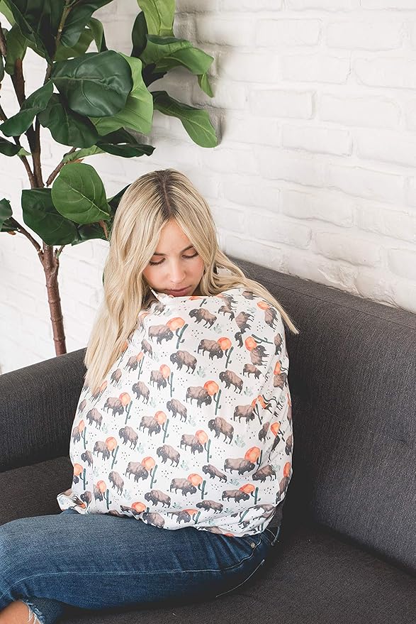 Bison Copper Pearl Multi-Use Cover: Car Seat, Nursing, Stroller - Stretchy Fabric, All-Season, Stylish Designs, Easy Access for Moms