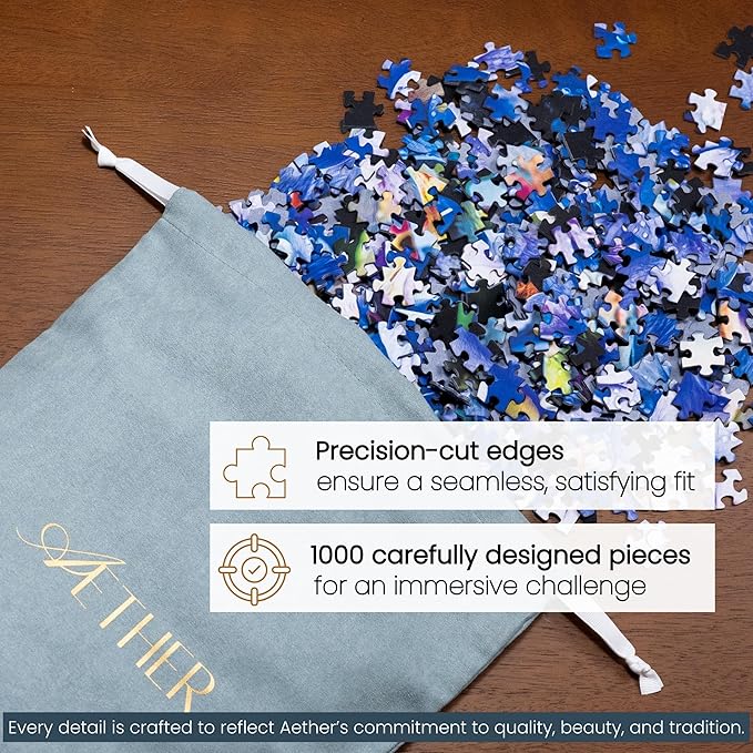 Dew Kissed Hydrangea Puzzle, Premium 1000 Piece Jigsaw Puzzle for Adults, Glare-Free, Soft-Touch Puzzles, Made in USA, 26.6" x 19.25"