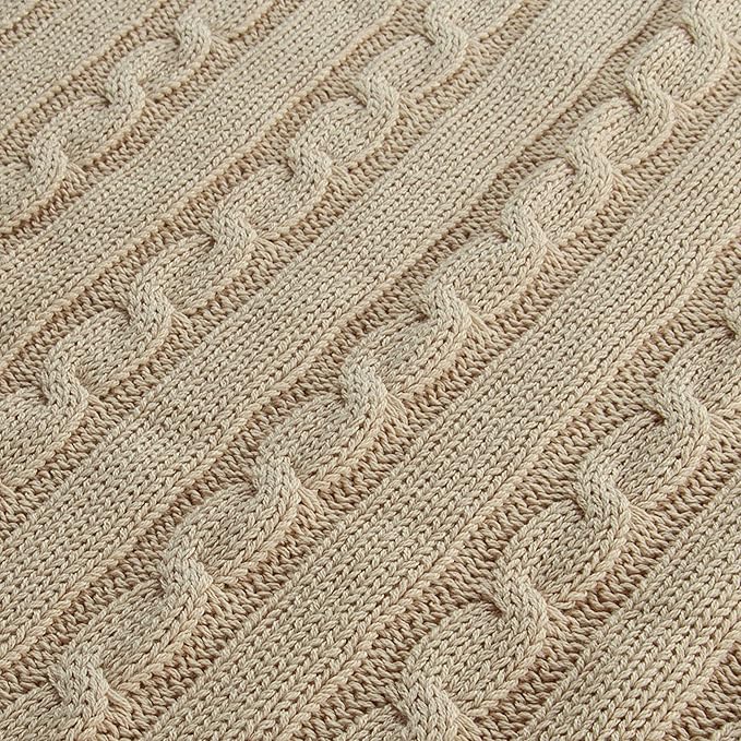 NTBAY 100% Pure Cotton Cable Knit Toddler Blanket, Super Soft Warm Breathable 30x40 Baby Blanket for Crib, Stroller, Nursery, Travel, Newborn, 30x40 Inches, Apricot