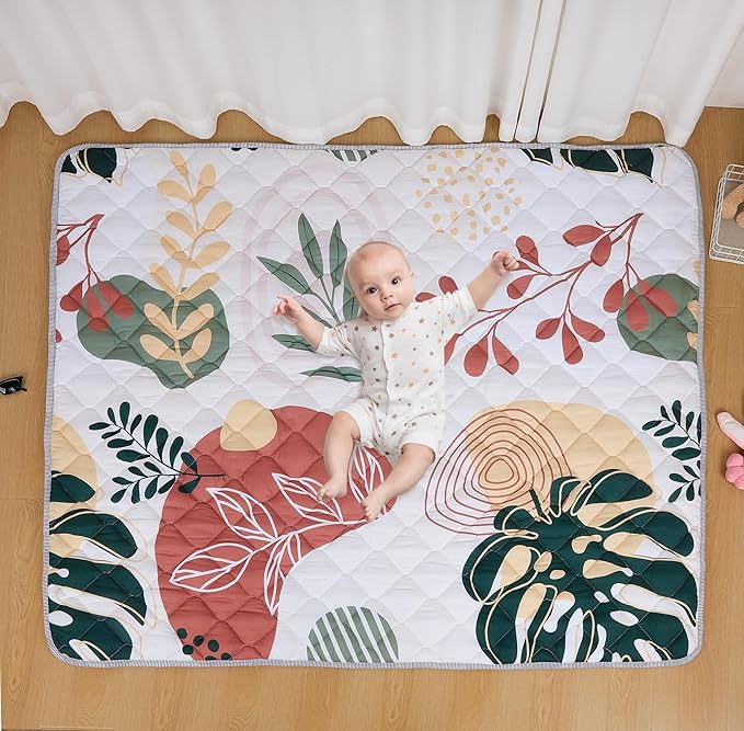 Baby Play Mat 71x59 Inch, Thickened Soft Floor Mat for Playpen, Machine Washable Foam Crawling Mat with Non-Slip Bottom for Babies and Toddlers, Foldable Padded Playmat