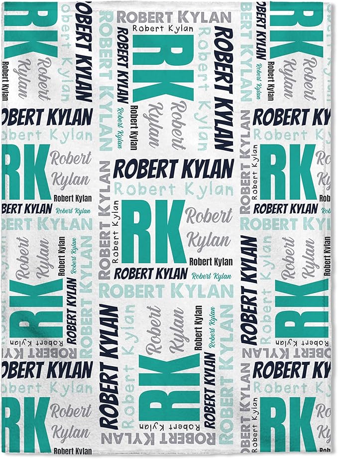 FLOCHIL Personalized Baby Blankets, Custom Baby Blanket - Baby Blanket with Name for Boys, Best Gift for Baby, Newborn Elephants Flush Fleece (30x40) (Monogram 3)