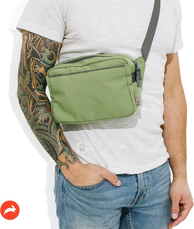 Red Rovr Everyday Joey Belt Bag | Organization & Zipper pockets |Adjustable Strap for All Ages (Moss)
