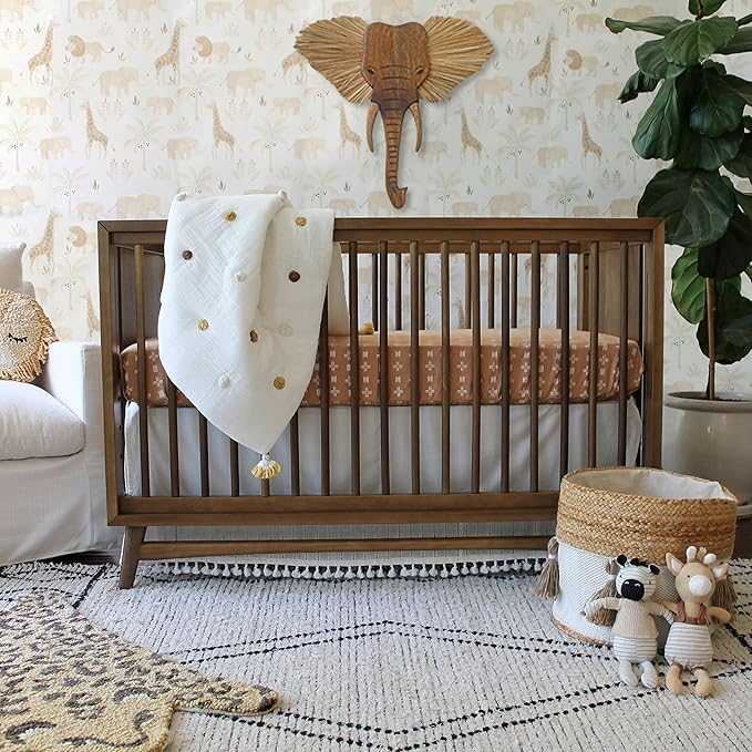 Crane Baby Wooden Safari Wall Decor, Wood Animal Nursery Wall Art, Boho Gender-Neutral Safari Room Decor Elephant 21L X 21W Brown