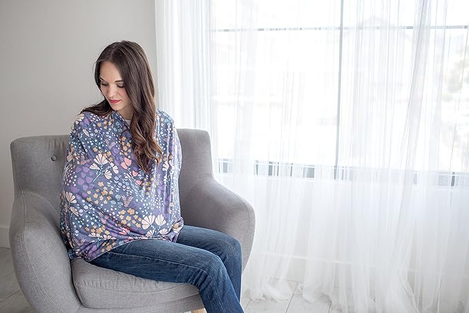 Baby Car Seat Cover Canopy and Nursing Cover Multi-Use Stretchy 5 in 1 Gift Meadow by Copper Pearl