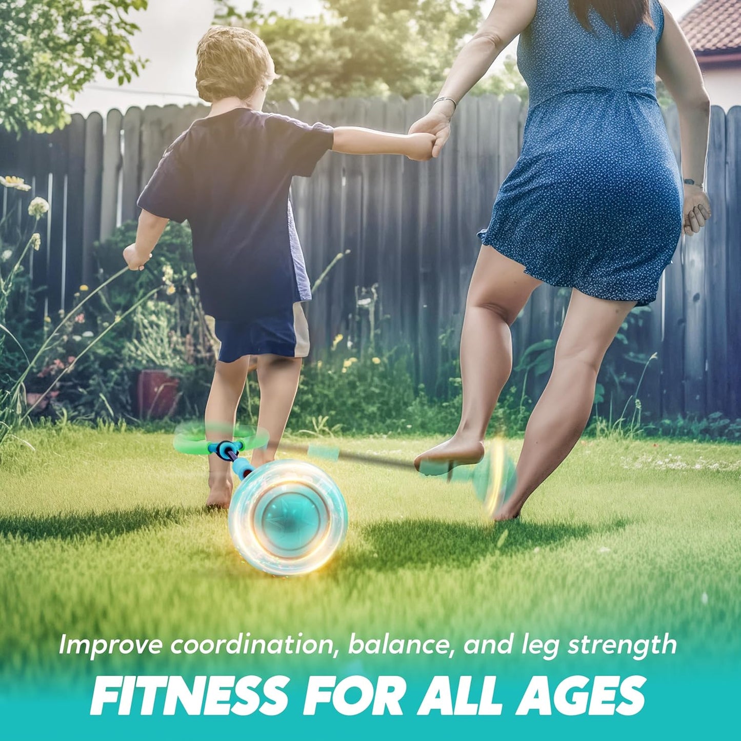 JOYIN Green Ankle Skip Ball with Flashing Lights, Toy for Kids Indoor & Outdoor, Flashing Swing Ball Foldable Sports Toy, Birthday Gifts for Kids 3 4 5 +