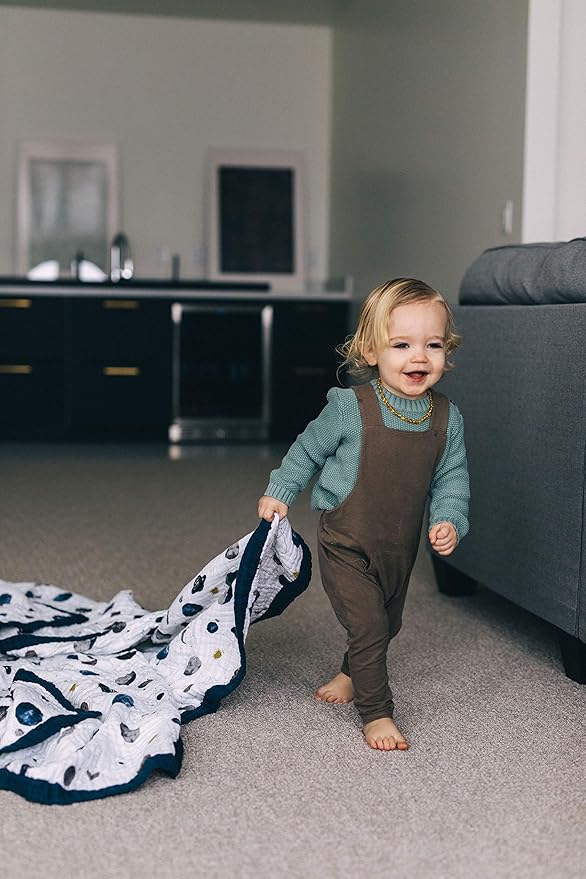 Little Unicorn Premium Quilted Throw | Super Soft, Multi-Layered Muslin XL Blanket| Great for Kids & Families (Planetary)