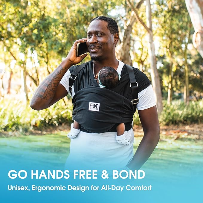 Original Baby K'tan Baby Carrier: #1 Easy Pre-Wrapped, Soft, Slip-On, No Rings, No Buckles | 5 in 1 Baby Sling Gift | The Best Hands Free Infant Wrap | Black | Large