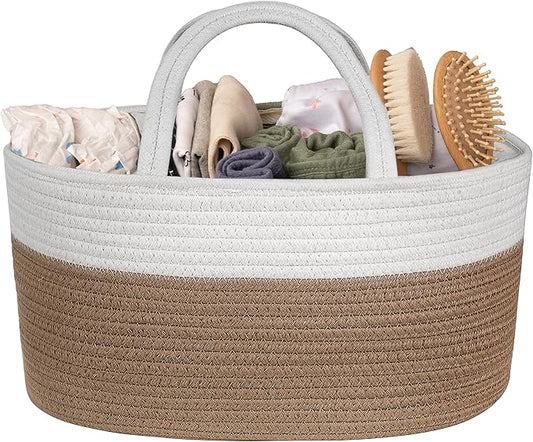 Natemia Baby Diaper Caddy Organizer - Baby Shower Basket for Gifts - Nursery Storage for Diapers, Wipes, Breast Pump - Portable Organizer and Gift Bag - Newborn Essentials