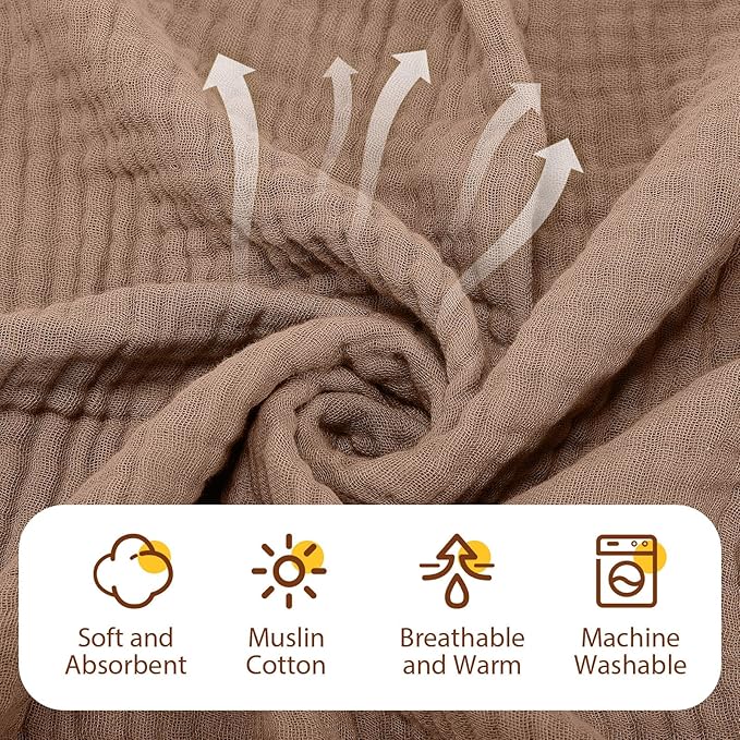 VitalCozy 8 Pcs Baby Muslin Hooded Bath Towels and Washcloths, 32 x 32 Inch Muslin Hooded Baby Towels Absorbent Blankets for Gift Newborn Infant Shower (Modern Style)