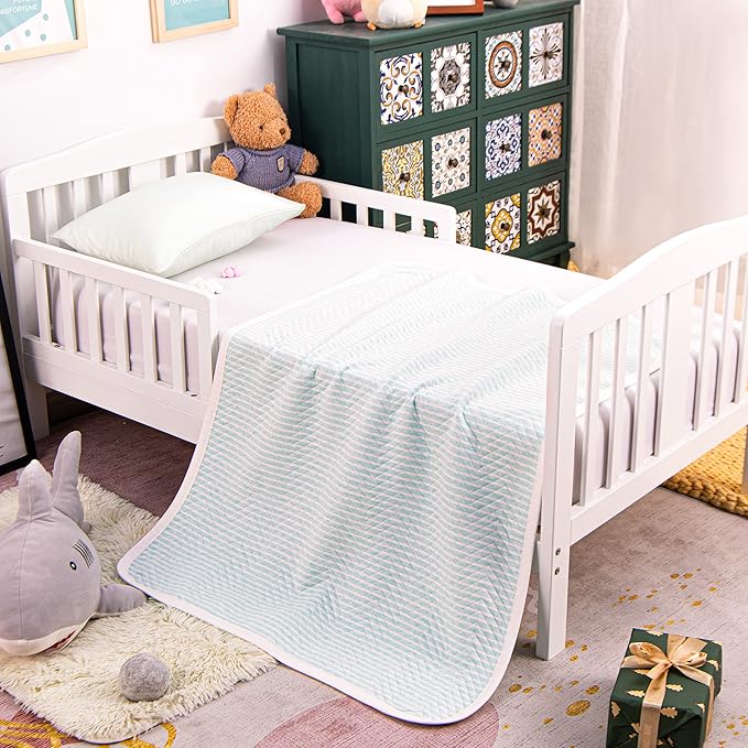 NTBAY Jersey Cotton Quilted Toddler Blanket, Breathable and Warm for Boys and Girls Baby Blanket, 30x40 Inches, Blue