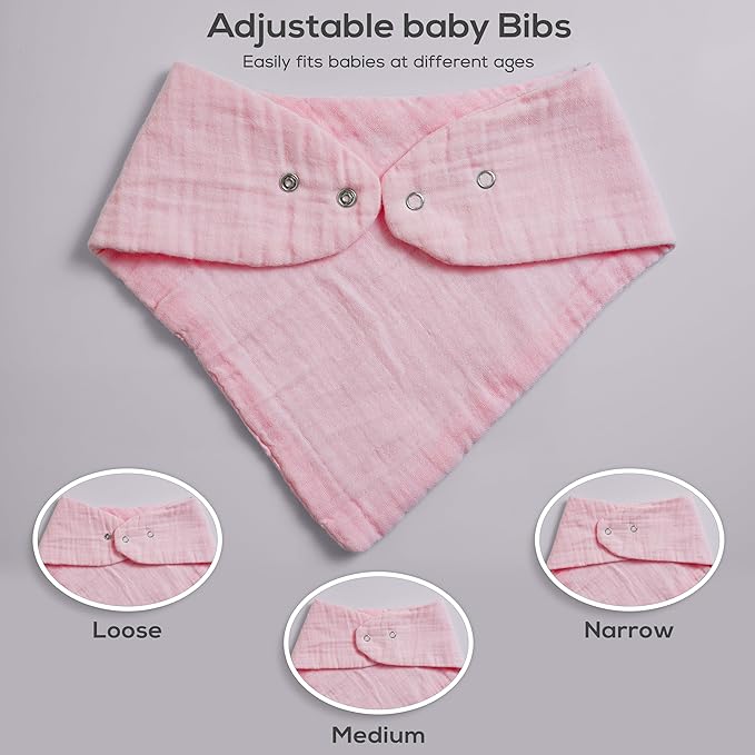 Muslin Baby bibs for drooling and teething, 100% cotton, Bibs for baby girl, Muslin bibs for boys (8 Pack)