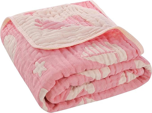 Ultra-Soft Muslin Baby Blanket (43x43 Inches,Pink Ocean, 1-Pack)