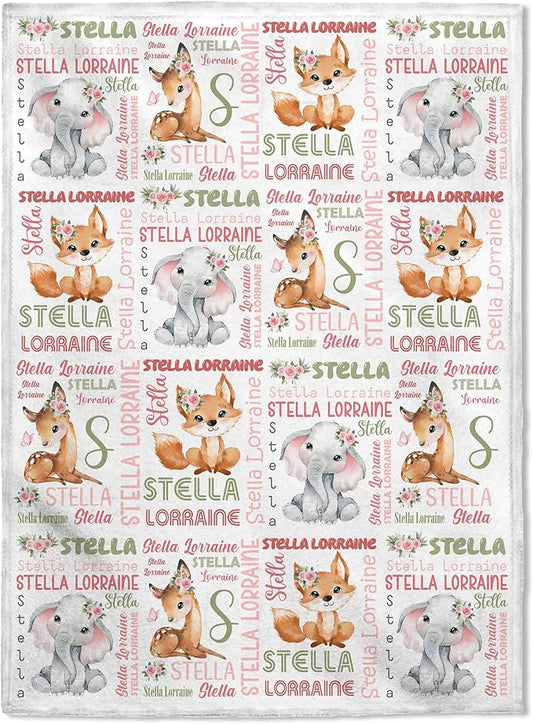 FLOCHIL Personalized Baby Blanket for Girls, Custom Baby Blanket with Name, Customized Baby Products, Gift for Baby, Newborn, Baby Shower (Monogram 2)
