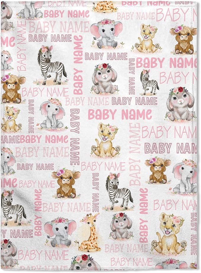 FLOCHIL Personalized Blanket – Custom Name for Girls, Monogram Fleece Gift (30x40)