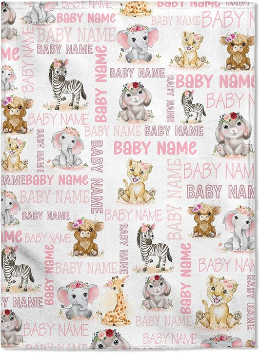 FLOCHIL Personalized Blanket – Custom Name for Girls, Monogram Fleece Gift (30x40)