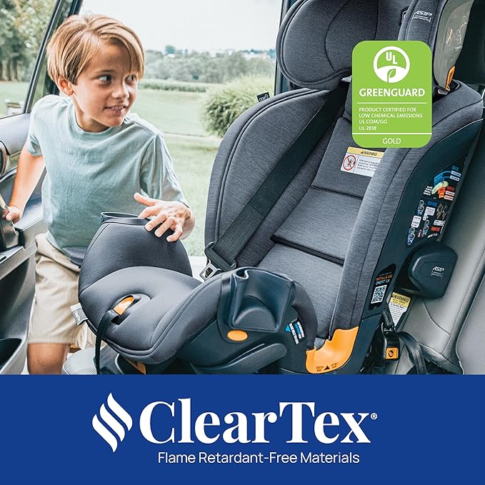 Chicco OneFit LX ClearTex All-in-One Car Seat with LeverLock Installation, Slim Design, Convertible Car Seat, Seat for Infants and Children 5-100 lbs | Lupine/Purple
