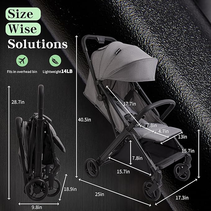 COOL KIDS Baby Stroller,Umbrella Stroller with Automatic Fold,Baby Strollers with Pop Out Sun Canopy,Baby Airplane Travel Essentials(Gray)