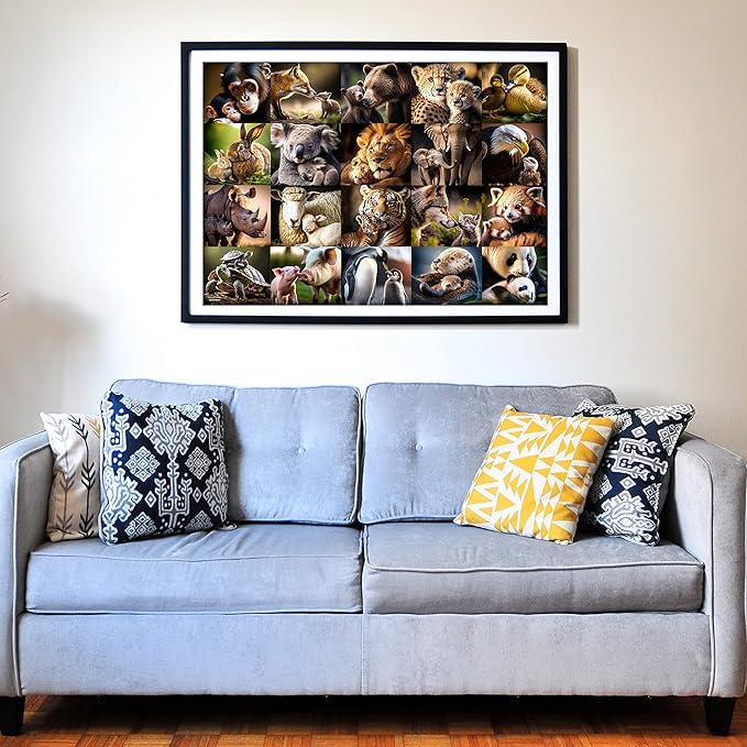 Think2Master Animal Families 500 Pieces Jigsaw Puzzle Featuring heartwarming Parent and Child Pairs. Fun Toy for Kids, School & Families. Great Gift for Kids Ages 13+ Size: 26.8” x 18.9”