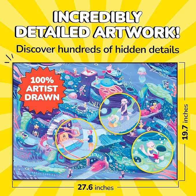 Odd Pieces Jigsaw Puzzles 1000 Pieces with Storytelling Comics, Secret Ending, Puzzle for Mystery Adults & Kids - 19.7'' x 27.6'' Frameable Magic Puzzle Art (Beyond The Kelp)