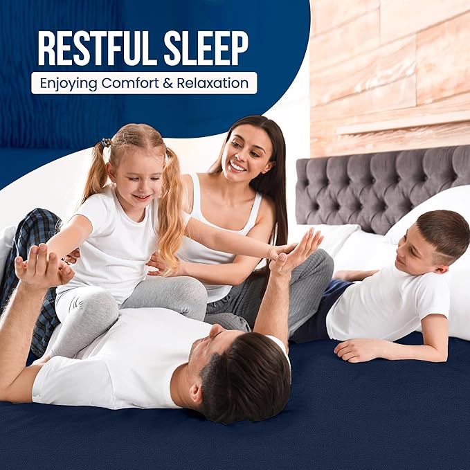 Utopia Bedding Waterproof Mattress Protector Twin Size, Premium Terry Mattress Cover 200 GSM, Breathable, Fitted Style with Stretchable Pockets (Navy)