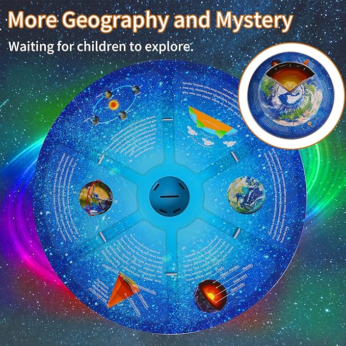 3D Puzzles for Kids Ages 8-10-12-14 Earth Globe DIY Geography Puzzle, Educational Learning Toys 3D Jigsaw World Globe Map Model Kit Teaching Aids Birthday for Boys Girls, 50 Pieces