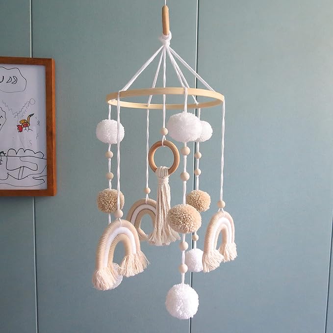 Neutral Boho Rainbow Baby Mobile for Crib Mobile Nursery DéCor