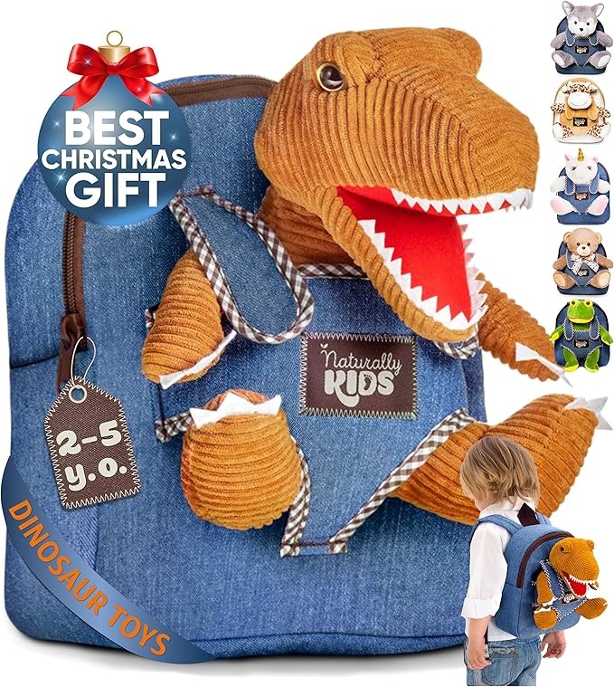 Dinosaur Toys for Kids 3-5, Dinosaur Toys for Kids 2-4, Birthday Gifts for 2 Year Old Boy, Gifts for 3 Year Old Boys, Toddler Backpack