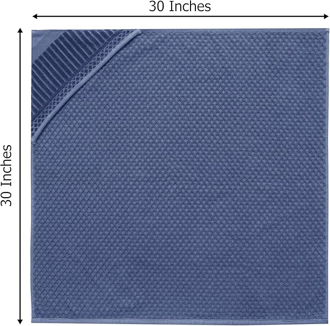 ORIGINAL KIDS Hooded Baby Towel - 100% Cotton Luxurious Jacquard Velour Baby Bath Towel with Hood - Boys Girls Infant Toddler - 550 GSM Soft Absorbent Newborn Bath Essentials - Large 30x30 - Blue