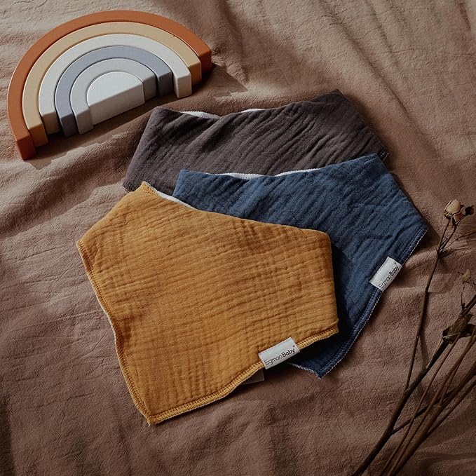 Muslin Baby Bibs for Boys Girls,10 Pack Super Absorbent Baby Bandana Drool Bibs Set for Teething and Drooling,100% Cotton Soft for Infant,Newborn