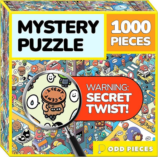 Odd Pieces Jigsaw Puzzles 1000 Pieces with Storytelling Comics, Secret Ending, Puzzle for Mystery Adults & Kids - 19.7'' x 27.6'' Frameable Magic Puzzle Art (Turbo 3000)