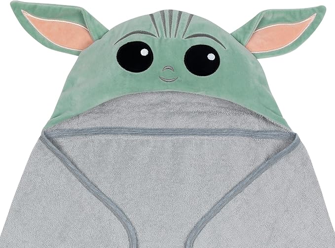 Lambs & Ivy Star Wars The Child/Baby Yoda/Grogu Gray Hooded Baby Bath Towel