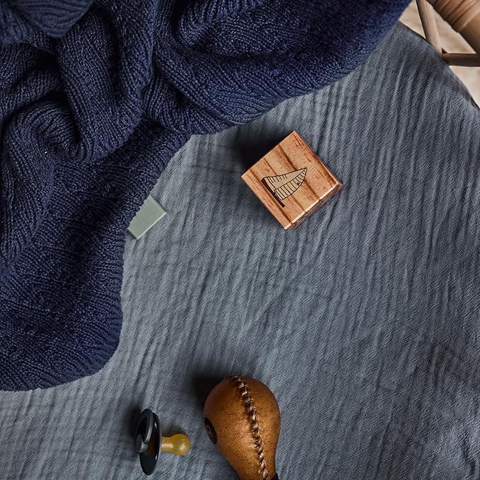 Knitted Organic Cotton Baby Blanket- Swaddle Blanket, 30" x 40" Soft Receiving Blanket for Newborn(North Sea Blue)