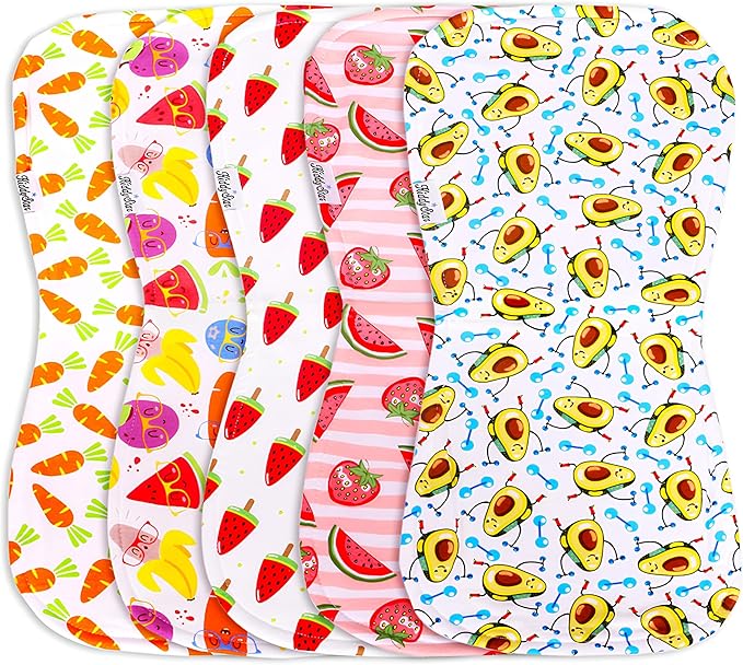 5-Pack Organic Cotton Burp Cloths – Large, Ultra-Soft 3-Layer Towels for Burping, Shoulder & Hand Use, Highly Absorbent