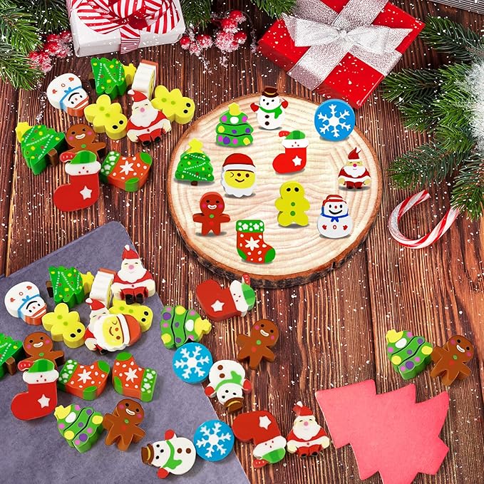 150 Pcs Christmas Mini Erasers for Kids, Cute Small Animal Erasers Bulk for Kids Desk Pets Christmas Pencil Erasers Socks Santa Snowflakes Gift Filling Homework School Classroom Rewards Prizes