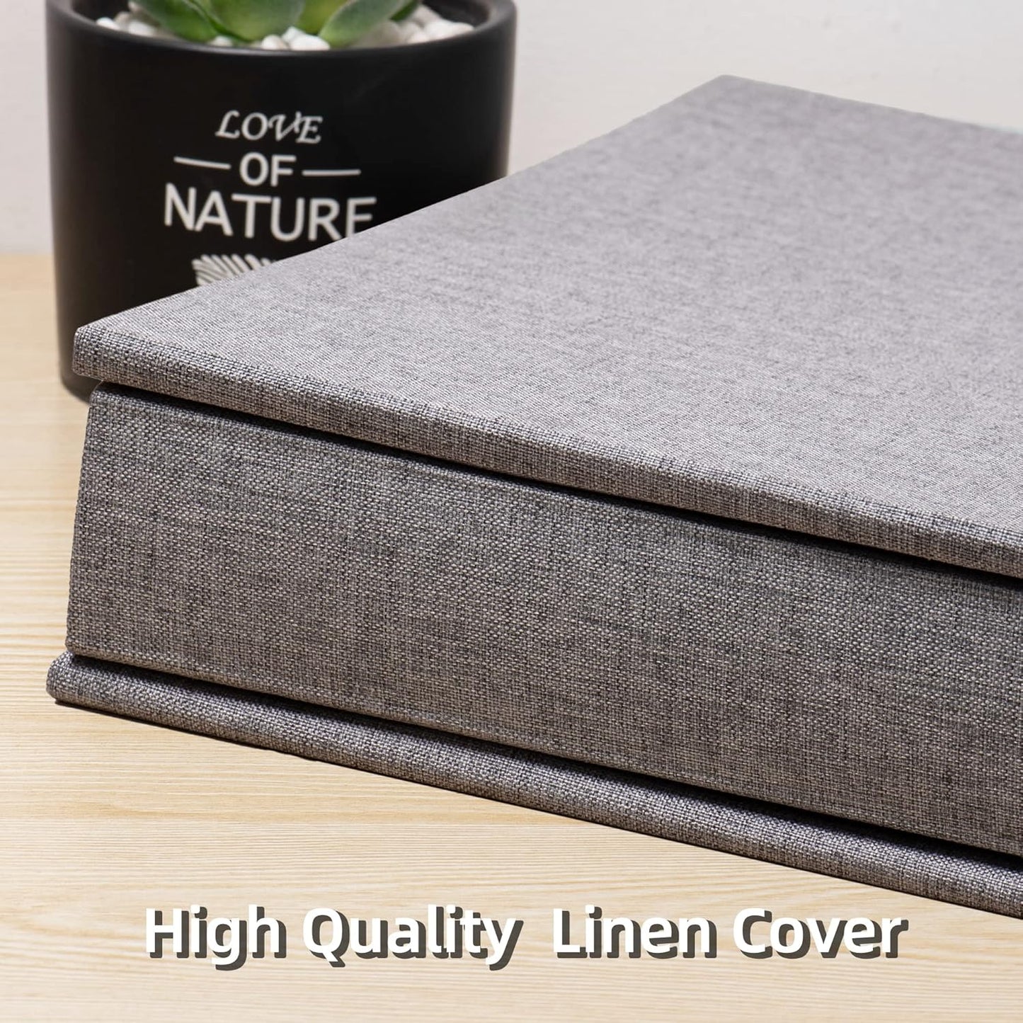 Large Photo Album Self Adhesive 4x6 8x10 10x12 Scrapbook Magnetic Album DIY Scrapbook Length 13 x Width 12.8 (Inches) 120 Sticky Pages Linen Cover DIY Photo Album(Grey)