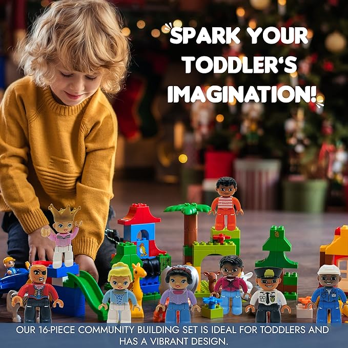 People Figures for Kids - Preschool Toys Building Blocks People Set for Kids - Compatible with Major Brands Building Blocks for Toddlers 1-6 - STEM Building Toys - (16 Toy Figures People)