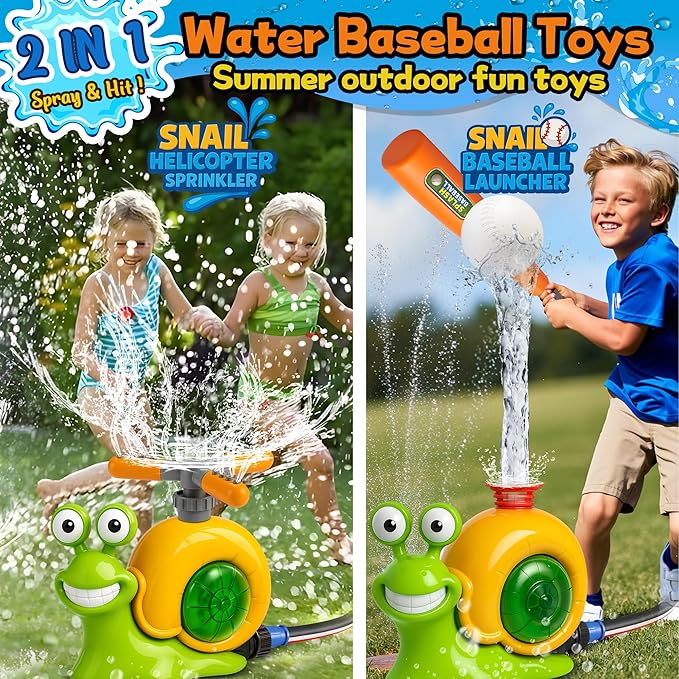 Snail T-Ball Water Sprinkler – Summer Backyard & Lawn Toys, Great for Kids Ages 3-8, Birthday Party & Pool Play