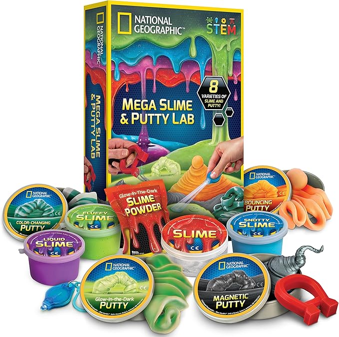 NATIONAL GEOGRAPHIC Mega Science Kit - Glow in The Dark Lab with Crystal Growing Kit, Slime Making, Glowing Putty, Science Experiments, Slime Kit for Boys & Girls, Halloween Crafts (Amazon Exclusive)