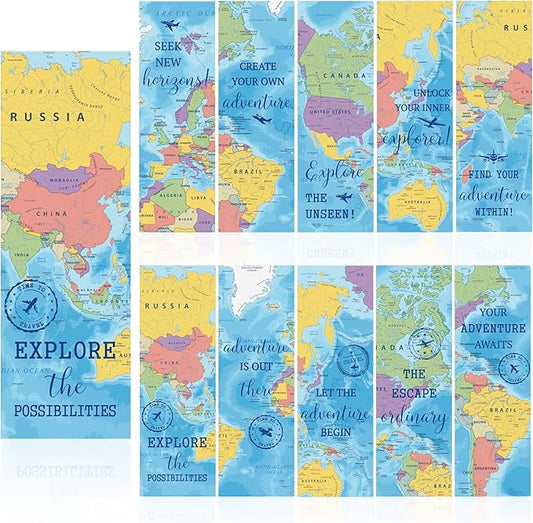 200 Pcs World Map Bookmarks Gifts, Bulk World Geography Bookmarks for Kids, Classroom Decor & Reading Rewards, Travel Theme Paper Bookmark for Students Teachers Men Women Readers