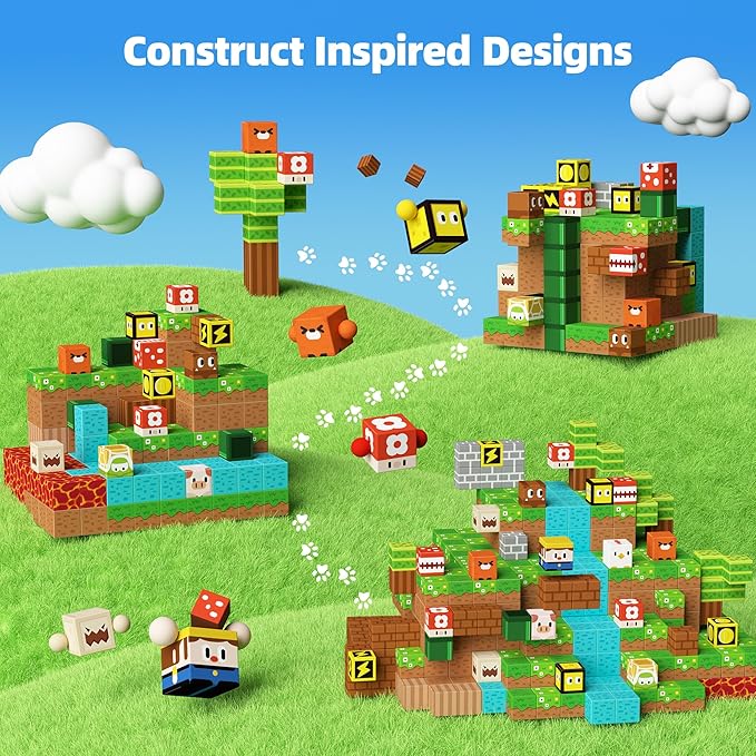 GobiDex Magnetic Blocks Kids Building Toys for Boys Girls 3+, Game-Based Build MagWonder with Magnet Construction Toys, Upgraded STEM Sensory Gift for Birthday (1 inch)