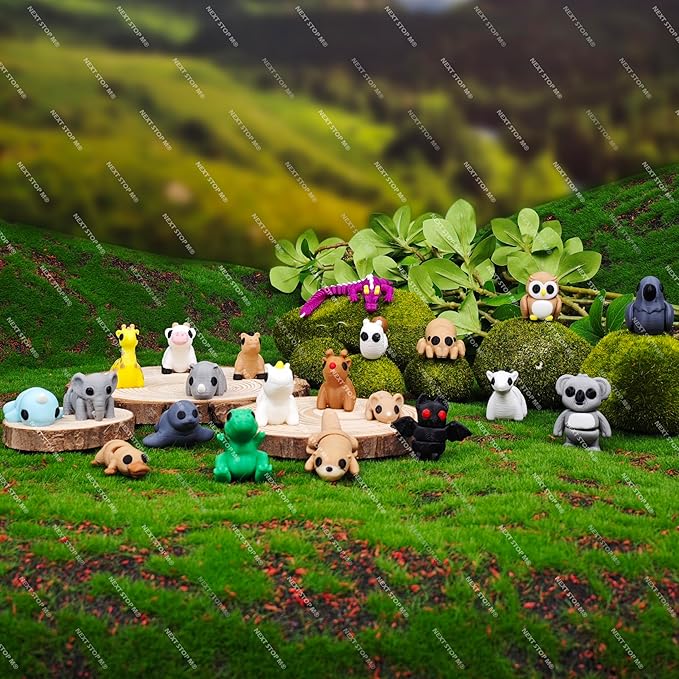 22 pcs Animal Figurines, 3D Printed Animal Figurines Set, Articulated, Party Favors, Pocket Fidget Toys Bulk, Goodie Bag Stuffers, Gifts for Boys Girls Toddlers, Office Desk Pets, Classroom rewards