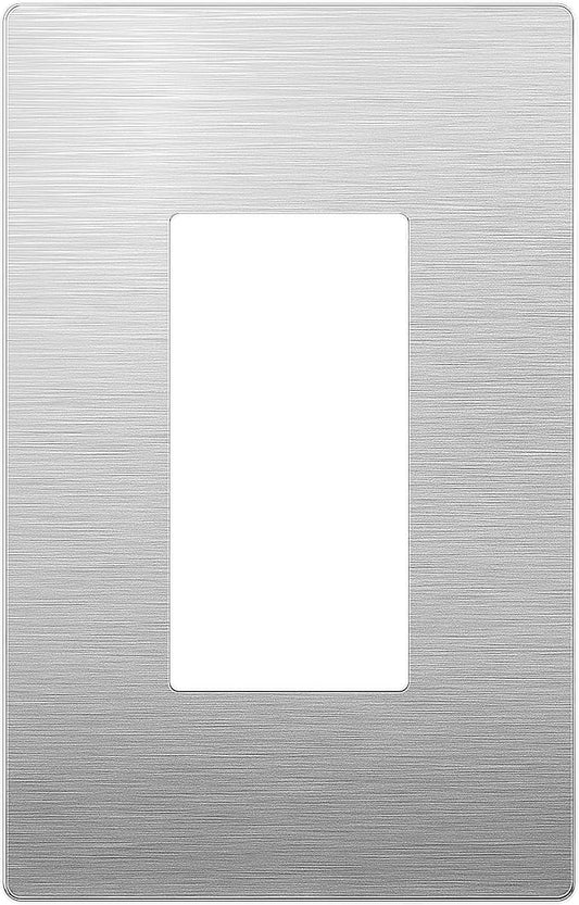 LIDER Decorator Metal Wall Plate, Temperature and Impact Resistant, 430 Stainless Steel, Screwless Cover, Modern Decoration Upgrade, Mid-Size 1-Gang 4.88" x 3.11", Stainless Steel, LSMWP-31M-SS
