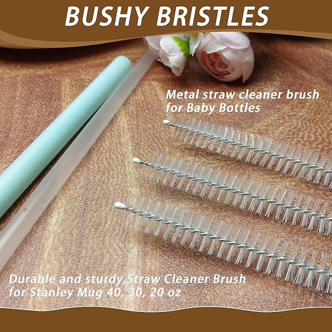 Straw Cleaner for Baby Bottles,Stanley Straw Cleaner Brush for 20/30/40oz Stanley Mugs,Straw Cleaner Brush with Bushy Bristles,Straw Brush Cleaner for Various Straws and Hummingbird Feeders(3 Pack).