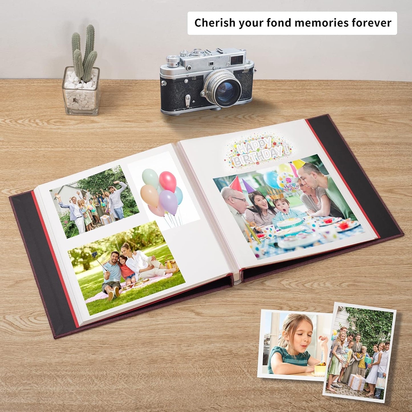 Photo Album Self Adhesive Scrapbook Album for 4×6 Pictures DIY Magnetic Linen Cover Album 30 Blank Pages Great Gift for Family, Wedding, Birthday, Christmas, Anniversary(Purple), 6-15-Purple