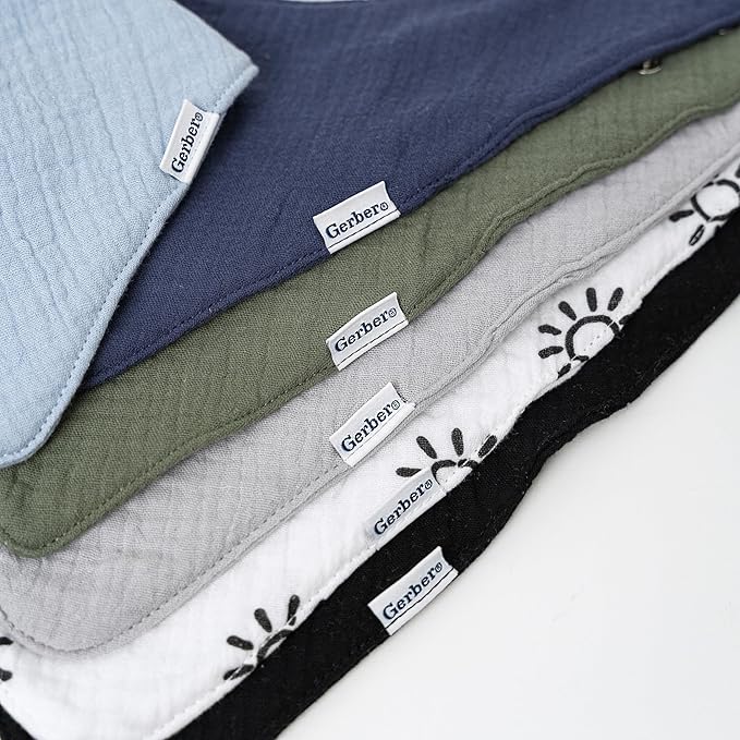 Gerber unisex-baby Muslin Bandana Bibs